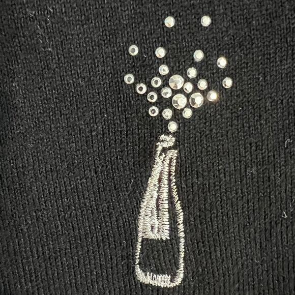 Talbot’s Rhinestone Champagne Pop  Black Button Cardigan Sweater Size XL Petite - Picture 5 of 10